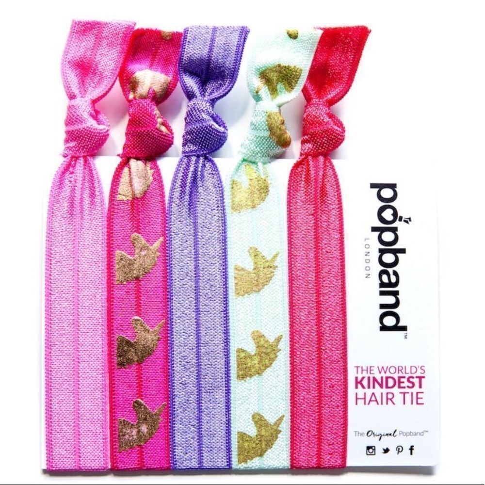 NWT Popband Soft Ribbon Hair Ties - Unicorn